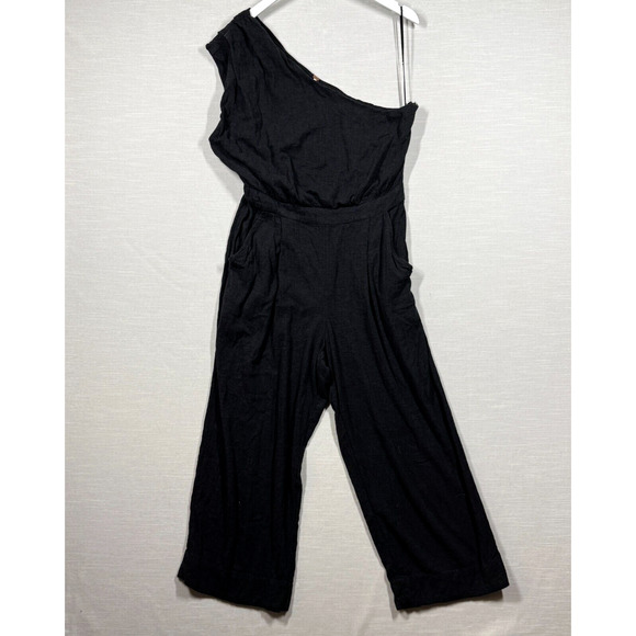 Free People Avery Jumpsuit Womens 10 Grey One Shoulder Slouchy Romper Casual - Picture 1 of 14